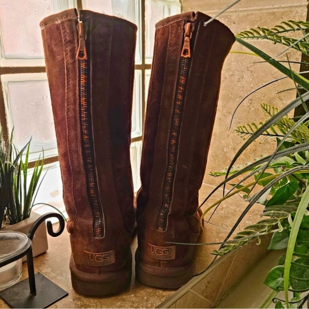UGG Chocolate Brown Tall Knightsbridge Zip-Up Boots